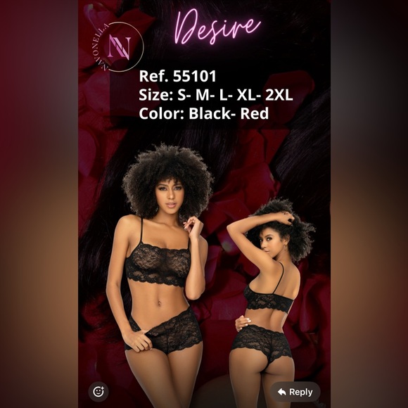 Navonella Black Lace Balconette Bra Intimates Set - Picture 2 of 4